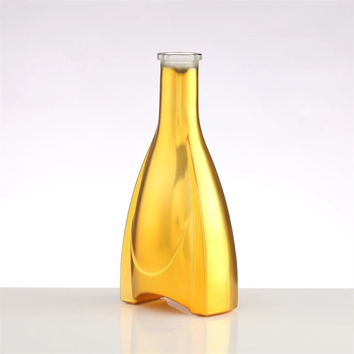 Electroplated Gold Fancy 300ml Liquor Glass Bottle